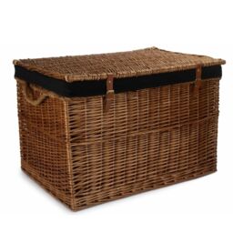 Red Hamper Wicker Large Light Steamed Storage Hamper in Black - thumbnail 2