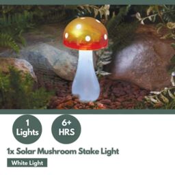 Marco Paul 28cm Solar Mushroom Garden Ornament in Yellow - thumbnail 5