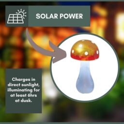 Marco Paul 28cm Solar Mushroom Garden Ornament in Yellow - thumbnail 6