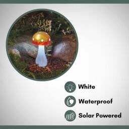 Marco Paul 28cm Solar Mushroom Garden Ornament in Yellow - thumbnail 3