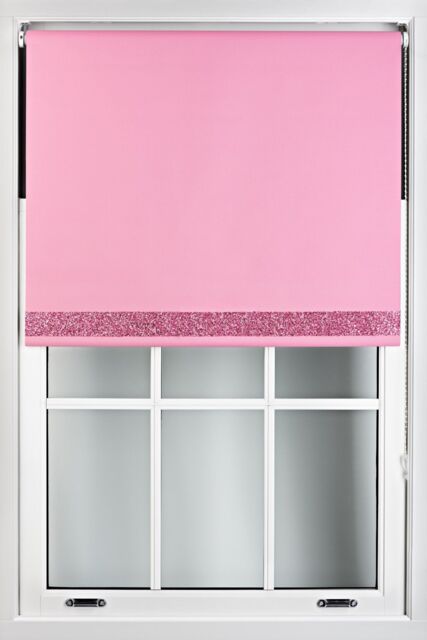 Furnished Pink Blackout Fabric with Pink Glitter Accent - Trimmable Roller Blind - Size: 60 cm width x 210 cm drop - image 1
