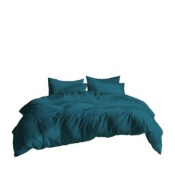 Snug City Plain Dyed Easy Care Polycotton Duvet Cover & Pillowcase/s Set Bed Linen in Teal - Size: Double - thumbnail 2
