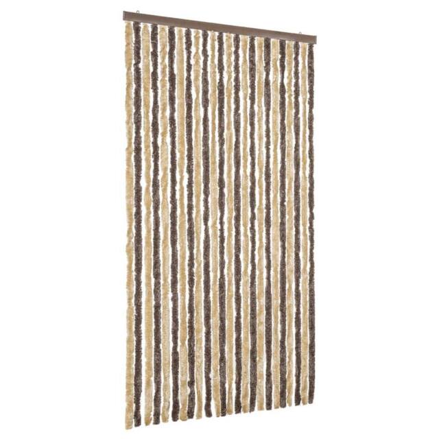 Berkfield Home Fly Curtain Dark Brown & Beige 100x220 cm Chenille - image 1