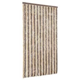 Berkfield Home Fly Curtain Dark Brown & Beige 100x220 cm Chenille - thumbnail 1