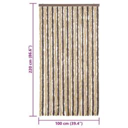 Berkfield Home Fly Curtain Dark Brown & Beige 100x220 cm Chenille - thumbnail 7