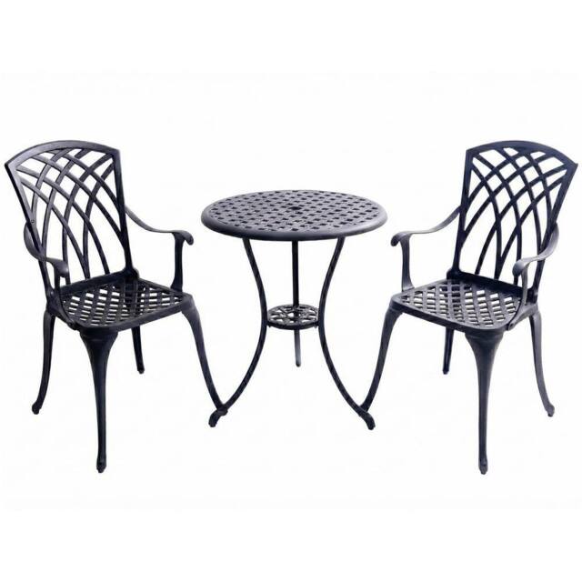 Centurion Supports OSHOWA Garden & Patio Table & 2 Chairs Aluminium Bistro Set in Black - image 1
