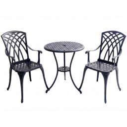 Centurion Supports OSHOWA Garden & Patio Table & 2 Chairs Aluminium Bistro Set in Black