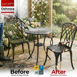 Centurion Supports OSHOWA Garden & Patio Table & 2 Chairs Aluminium Bistro Set in Black - thumbnail 6