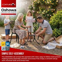 Centurion Supports OSHOWA Garden & Patio Table & 2 Chairs Aluminium Bistro Set in Black - thumbnail 8