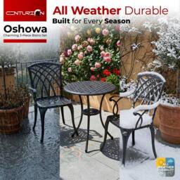 Centurion Supports OSHOWA Garden & Patio Table & 2 Chairs Aluminium Bistro Set in Black - thumbnail 5