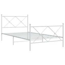 Berkfield Home Metal Bed Frame without Mattress with Footboard White 100x190cm - Size: 100x190 cm - thumbnail 3