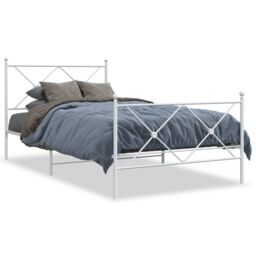 Berkfield Home Metal Bed Frame without Mattress with Footboard White 100x190cm - Size: 100x190 cm - thumbnail 2