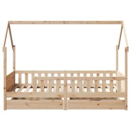 Berkfield Home Kids Bed Frame with Drawers without Mattress 90x190 cm Single Solid Wood in Brown - thumbnail 4