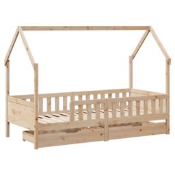 Berkfield Home Kids Bed Frame with Drawers without Mattress 90x190 cm Single Solid Wood in Brown - thumbnail 3