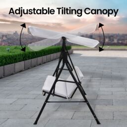 Alivio 3 Seater Garden Patio Swing Chair, Waterproof UV Resistant Padded Seat Cushion Swing Bench, Steel Frame Backyard Top Roof Swing Chair - thumbnail 3