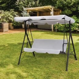 Alivio 3 Seater Garden Patio Swing Chair, Waterproof UV Resistant Padded Seat Cushion Swing Bench, Steel Frame Backyard Top Roof Swing Chair - thumbnail 1