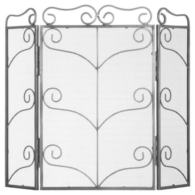 Hill Interiors Large Ornate Fire Screen in Metallic Silver - image 1