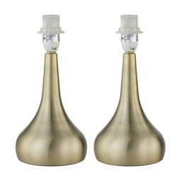 First Choice Lighting Set of 2 Romana - Antique Brass 23cm Touch Operated Table Lamp Bases in Bronze