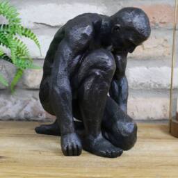 Gifts Direct 2 U Kneeling Naked Man Ornament Sculpture in Black - thumbnail 3