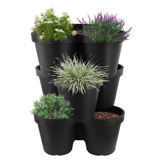 Havendro Large Vertical Pot 3 Layer Strawberry Planter Garden in Black - image 1