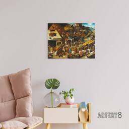 "Artery8 Pieter Bruegel The Elder Dutch Proverbs Canvas Wall Art Print - Size: W18"" x H24""" - thumbnail 3