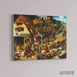 "Artery8 Pieter Bruegel The Elder Dutch Proverbs Canvas Wall Art Print - Size: W18"" x H24""" - thumbnail 2
