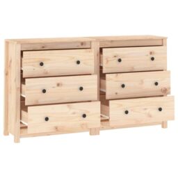 Berkfield Home Sideboard 140x35x80 cm Solid Wood Pine in Brown - Size: 140 x 35 x 80 cm - thumbnail 5