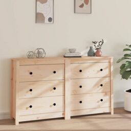 Berkfield Home Sideboard 140x35x80 cm Solid Wood Pine in Brown - Size: 140 x 35 x 80 cm - thumbnail 1