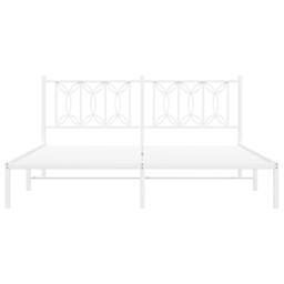 Berkfield Home Metal Bed Frame without Mattress with Headboard White 180x200cm - Size: Super King - thumbnail 4