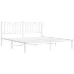 Berkfield Home Metal Bed Frame without Mattress with Headboard White 180x200cm - Size: Super King - thumbnail 3