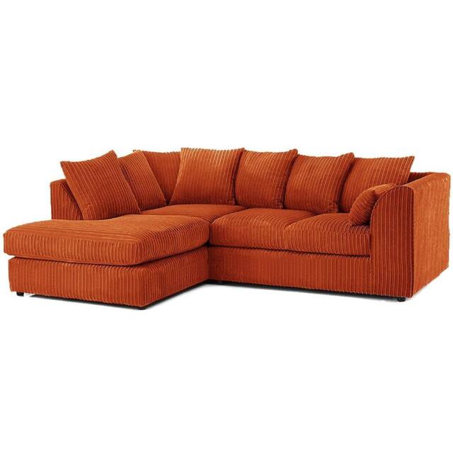 Bliss Furniture Left Hand L Shape Scatter Back Corner Sofa in Orange Jumbo Cord Fabric - Size: 4 Pack - image 1