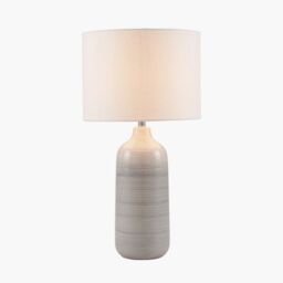 Ruma Tall Grey Ombre Ceramic Table Lamp Complete with Shade For Bedroom - thumbnail 3
