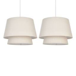 First Choice Lighting Set of 2 Ambra - Two Tier Natural Linen Fabric Easy Fit Pendant Shades - thumbnail 1