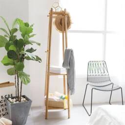 Kelvenix Wooden Coat Stand Rack Hat Umbrella Hanger Free Standing in Brown - thumbnail 3