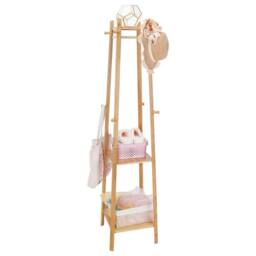Kelvenix Wooden Coat Stand Rack Hat Umbrella Hanger Free Standing in Brown