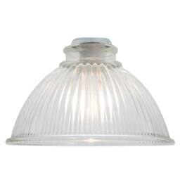 Happy Homewares Pair of American Diner Clear Glass Shades with Ribbed Lines for E14 & E27 - thumbnail 8