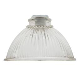 Happy Homewares Pair of American Diner Clear Glass Shades with Ribbed Lines for E14 & E27 - thumbnail 3