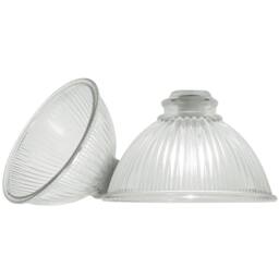 Happy Homewares Pair of American Diner Clear Glass Shades with Ribbed Lines for E14 & E27 - thumbnail 2