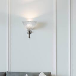 Happy Homewares Pair of American Diner Clear Glass Shades with Ribbed Lines for E14 & E27 - thumbnail 7
