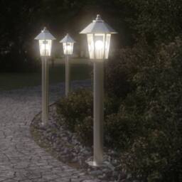Berkfield Home Outdoor Floor Lamps 3pcs Silver 80 cm Stainless Steel - thumbnail 1