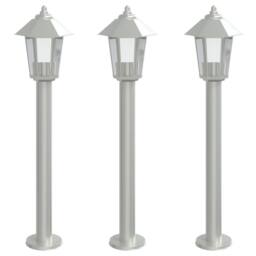 Berkfield Home Outdoor Floor Lamps 3pcs Silver 80 cm Stainless Steel - thumbnail 2