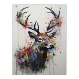 "Artery8 Modern Monarch Of The Glen Stag Painting With Butterflies Large Wall Art Poster Print Thick Paper 18X24 Inch - Size: W18"" x H24""" - thumbnail 1