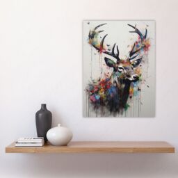 "Artery8 Modern Monarch Of The Glen Stag Painting With Butterflies Large Wall Art Poster Print Thick Paper 18X24 Inch - Size: W18"" x H24""" - thumbnail 4
