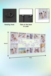 "Arpan Multi Aperture Photo Frame 10 Pictures Polystyrene Sheet Holds 6 X 6"" X4"" Photos, 4 X 5"" X7"" Photos (White) in White" - thumbnail 2