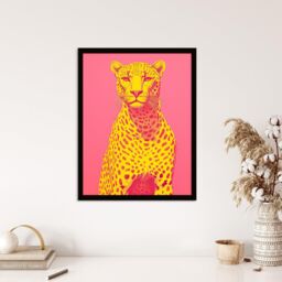 Wee Blue Coo Wall Art Print Cerise Cheetah Bold Animal Yellow Pink Living Room Framed - Size: A4 - thumbnail 4
