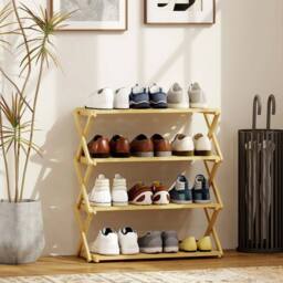 EONLION 4-Tier Bamboo Shoe Rack in Brown - Size: 100 cm - thumbnail 1
