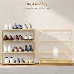 EONLION 4-Tier Bamboo Shoe Rack in Brown - Size: 100 cm - thumbnail 3