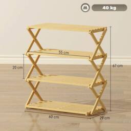 EONLION 4-Tier Bamboo Shoe Rack in Brown - Size: 100 cm - thumbnail 2