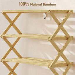 EONLION 4-Tier Bamboo Shoe Rack in Brown - Size: 100 cm - thumbnail 4