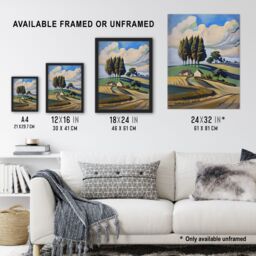 "Artery8 Cotswolds Windy Day Countryside English Landscape Framed Art Print - Size: W12"" x H16""" - thumbnail 3